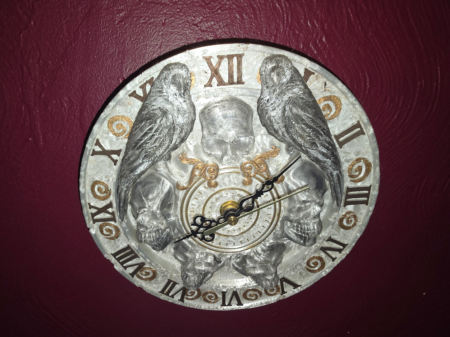 Skull and Raven wall clock