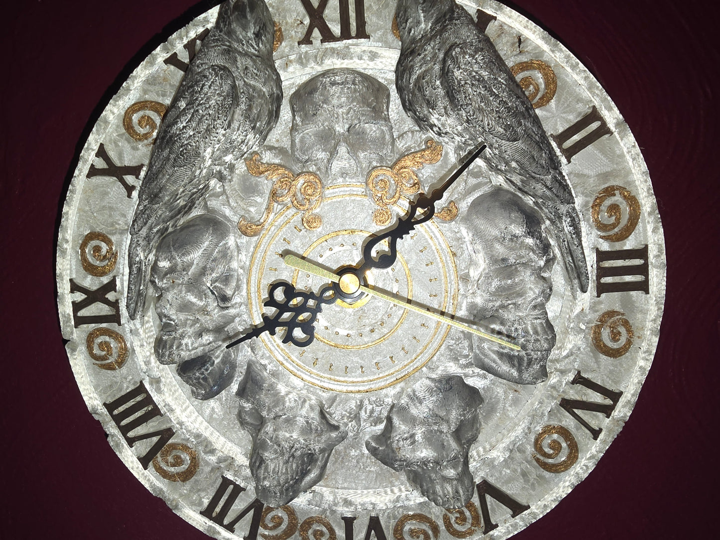 Skull and Raven wall clock