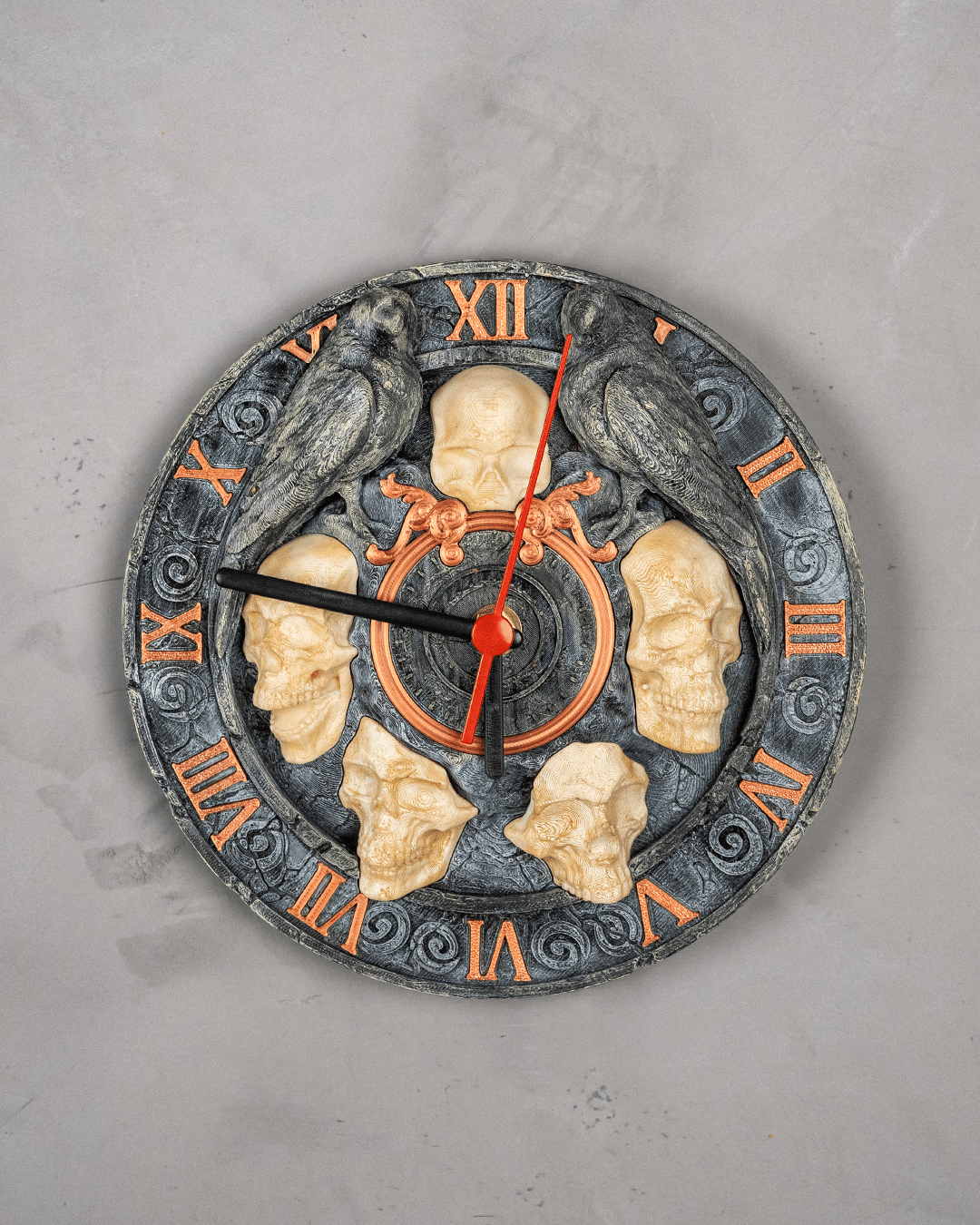 Skull and Raven wall clock