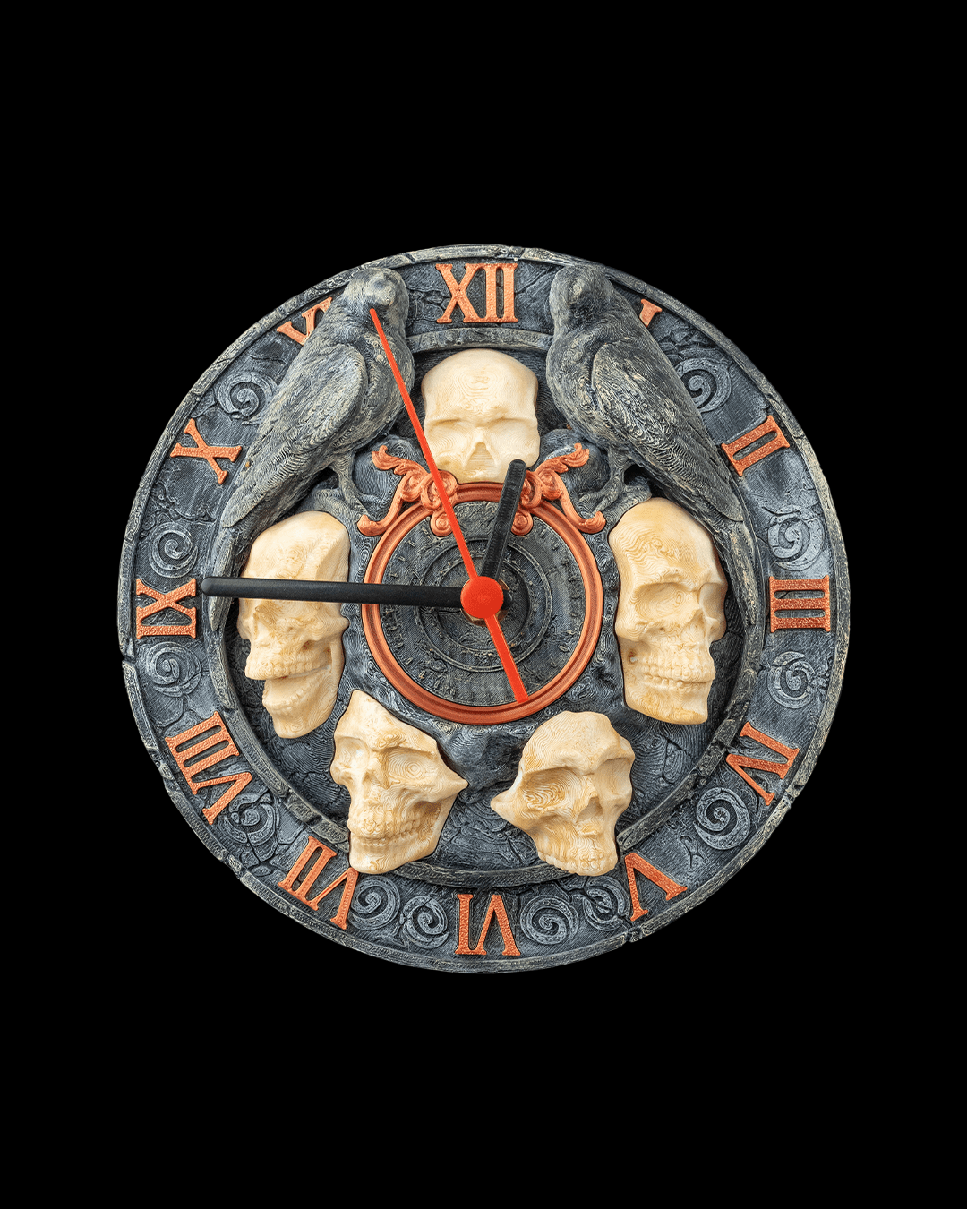 Skull and Raven wall clock