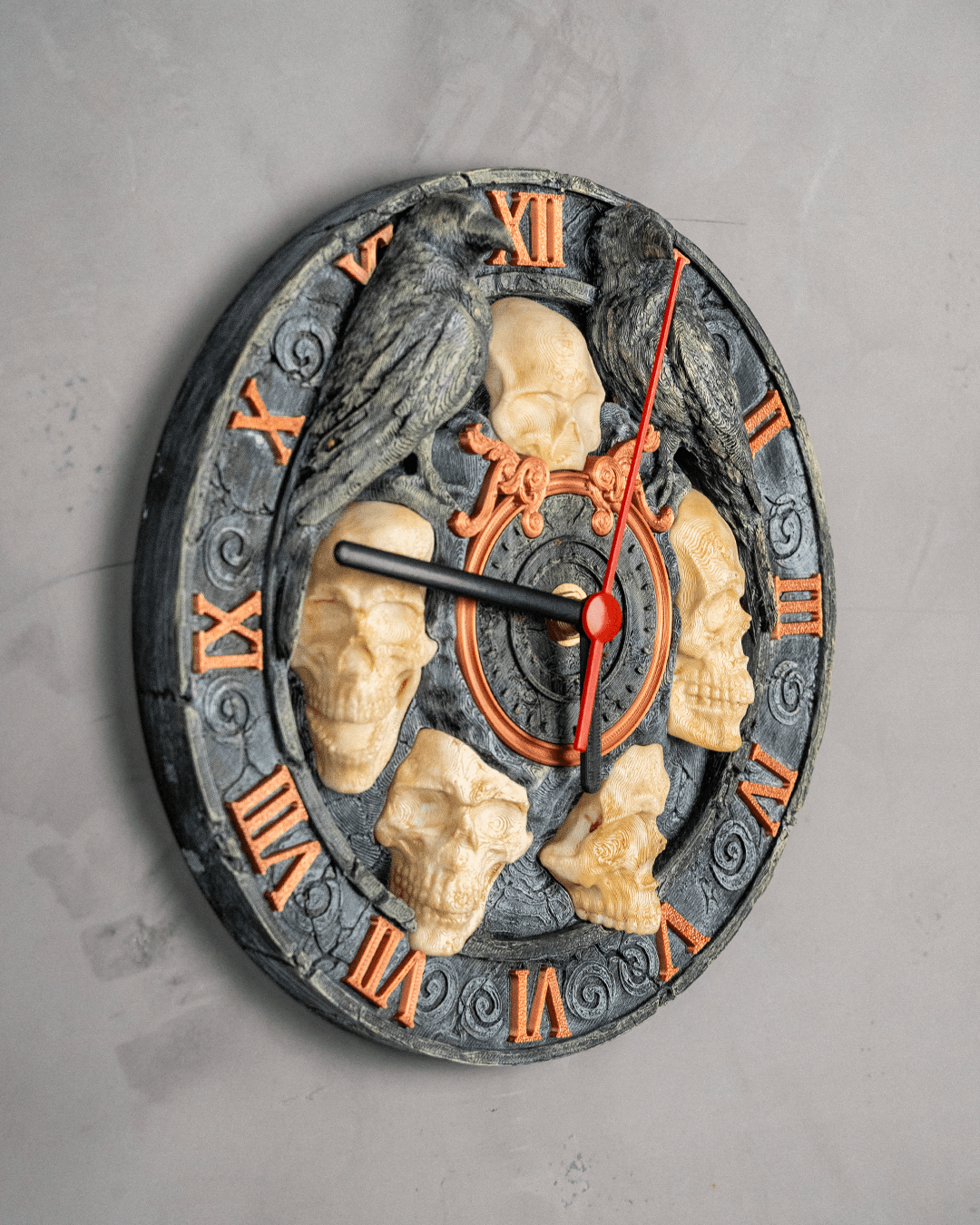 Skull and Raven wall clock