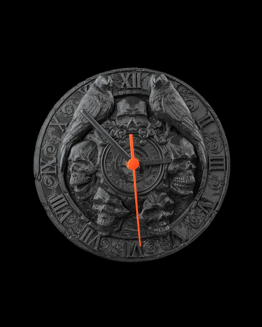 Skull and Raven wall clock