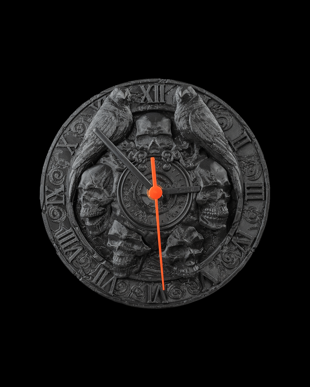 Skull and Raven wall clock
